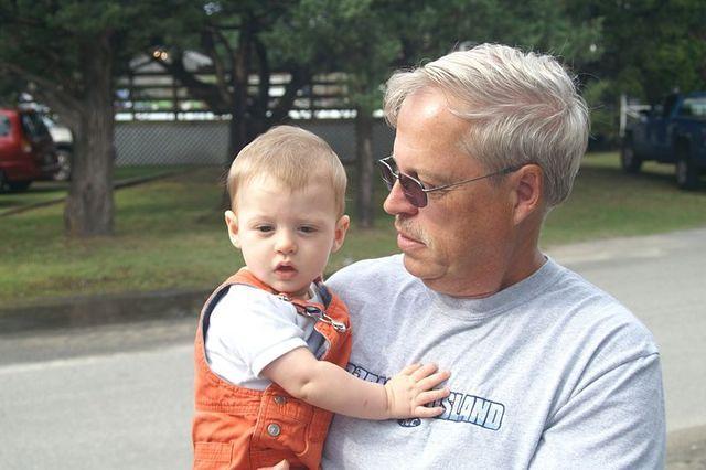 Grandfather and grandson...beach bums...